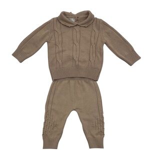 Charming Brown Cable Knit Baby Set